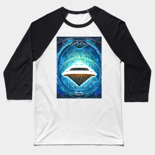 UFO Schematic Artwork - AI Generated Sci Fi Concept Art - Baseball T-Shirt
